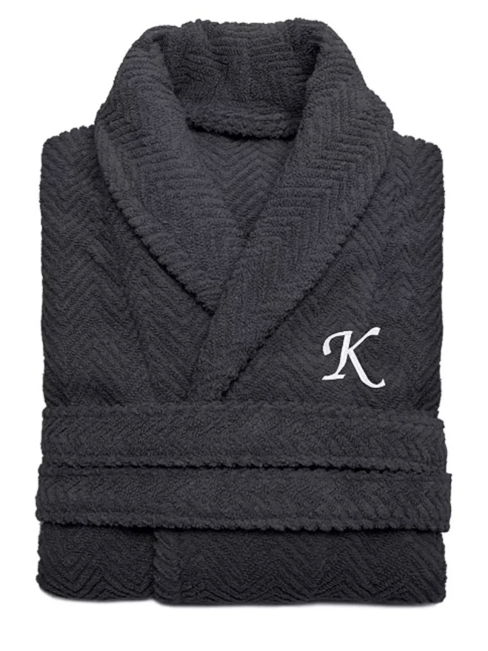 Linum Home 100% Turkish Cotton Personalized Unisex Herringbone Bath Robe S/M
